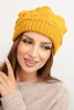 Women's winter hat made of wool with decorative weave K451 mustard