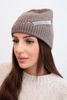 Damenmütze aus Wolle Winter mit dekorativem Zirkonband K402 cappuccino