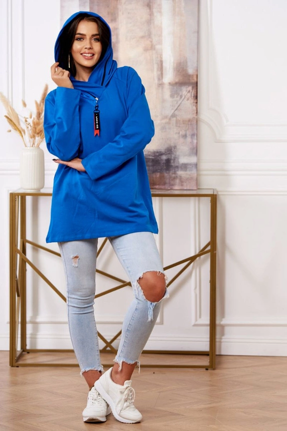 Tunic with a zipper on the hood Oversize mauve-blue