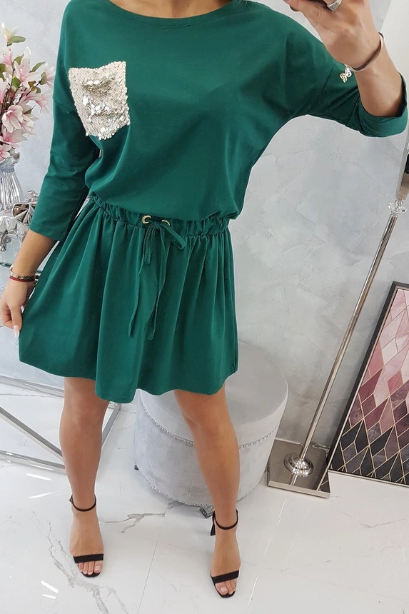 Kleid mit Paillettentasche grün