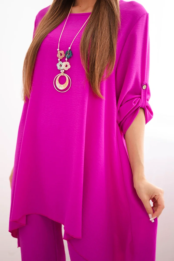 Set Bluse + Hose mit Anhänger dunkelviolett