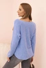 Women's sweater with viscose and a V-neck light blue