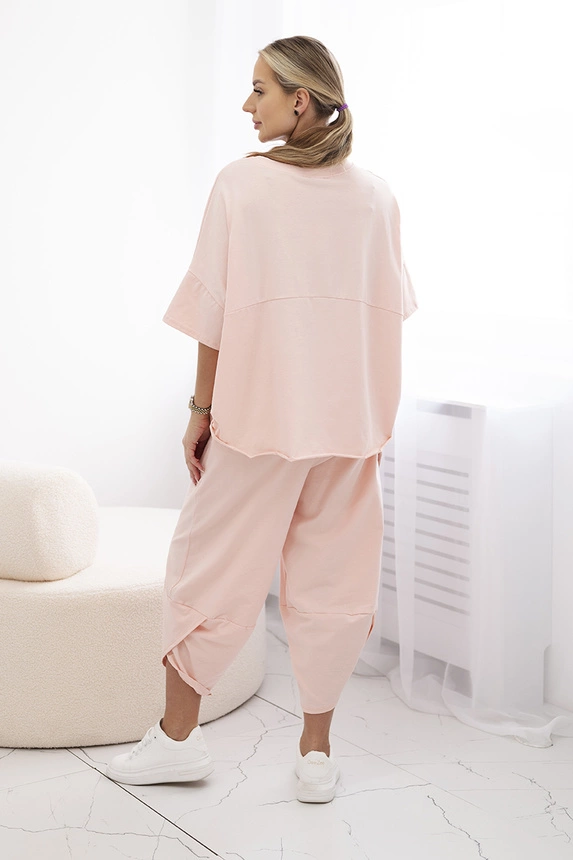 Cotton set blouse + trousers powder pink