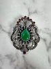 Brooch XZ459-109 silver + green 