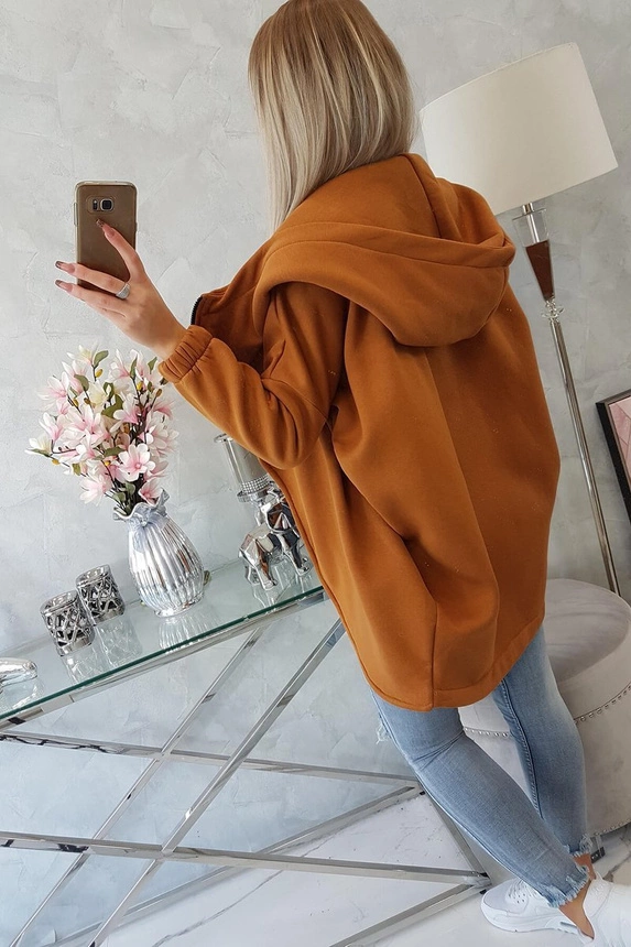 Krátká mikina na zip camel