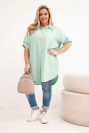 Dámská košile Plus Size z viskózy s delší zadní částí tmavě mátová