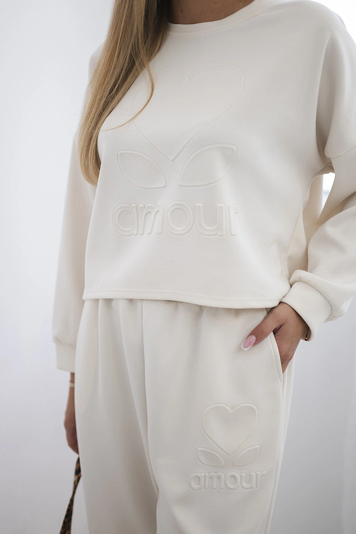 Viscose set Amour sweatshirt + pants light beige