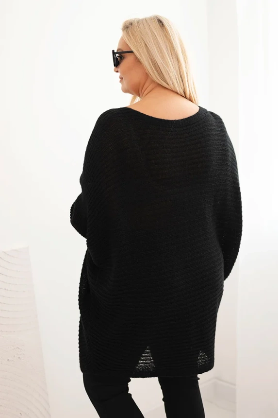 Women's Plus Size mohair poncho sweater black