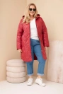 Women's Plus Size winter quilted jacket with a hood burgundy