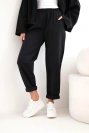Damen-Baumwollset mit kurzem Sweatshirt und Hose schwarz