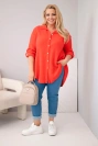 Bavlnená mušelínová košeľa Plus Size červený