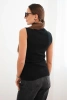 Women's sleeveless viscose blouse with a turtleneck black