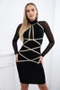 Knitted dress with gold stripes black