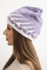 Women's winter wool hat with zirconia and pattern K455 mocha
