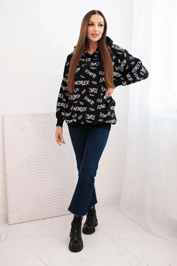 Bluza z napisami czarna