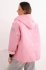 Women's spring quilted jacket with a hood and zipper light pink