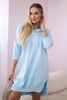 Dress with a hood and longer back azure