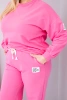 Dámský komplet Plus Size bavlněný s volnou mikinou a kalhotami s širokou nohavicí růžový