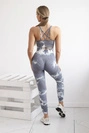 Fitness set top+ legíny push up šedá + bílá