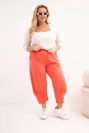 Spodnie damskie Plus Size z obniżonym krokiem i gumką w pasie koralowe
