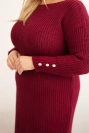 Dámské svetrkové šaty Plus Size s mohair bordó