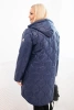 Women's Plus Size winter quilted jacket with a hood navy blue