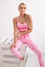 Fitness set top+ legíny push up růžová + fuchsiová