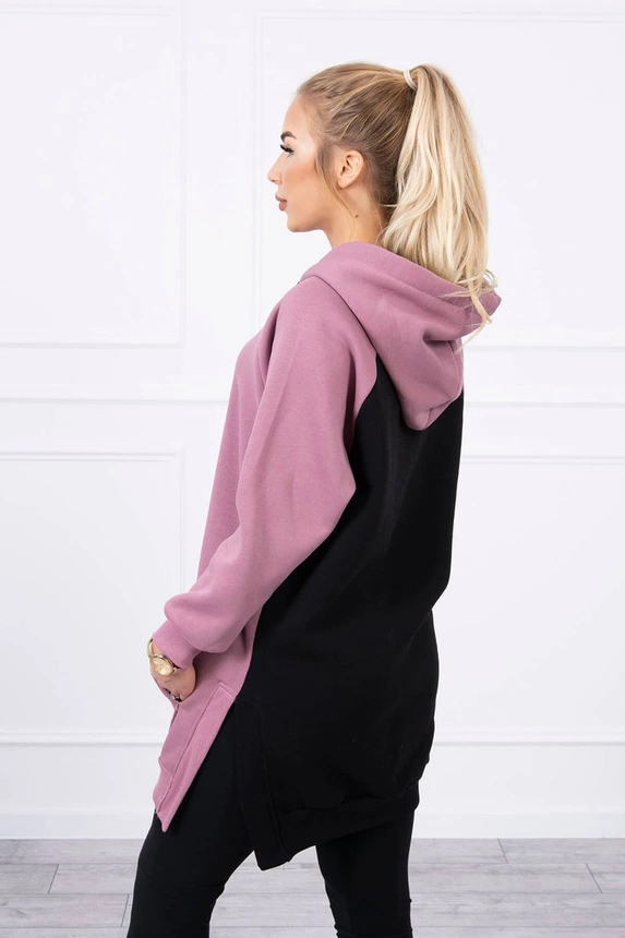 Kleid mit Kapuze zweifarbig dunkelrosa