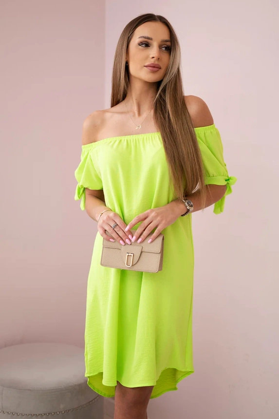 Dress tied on the sleeves yellow neon