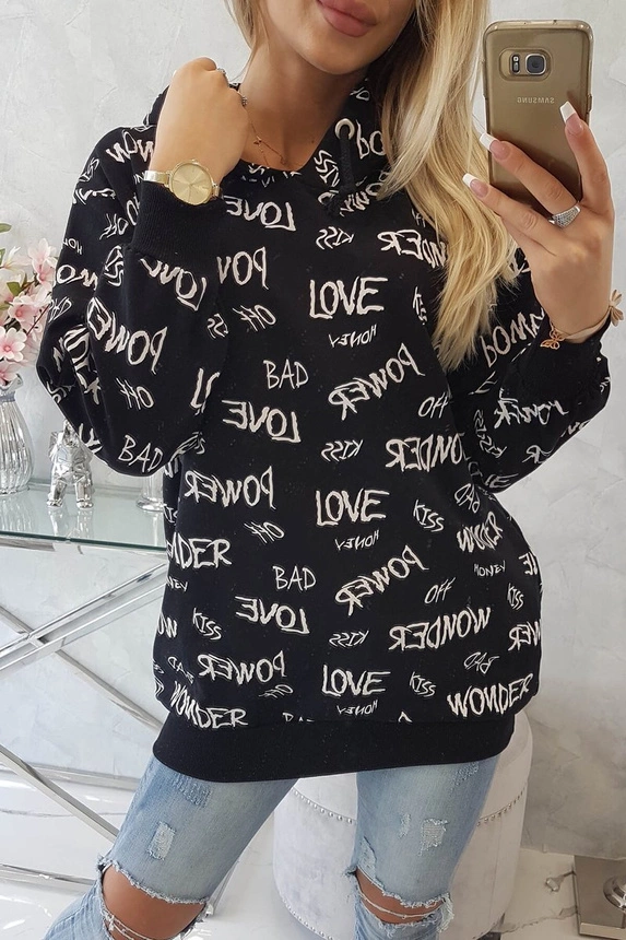 Sweatshirt mit Schriftzug schwarz