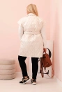 Dámská vesta Plus Size prošívaná s páskem a límcem světlá béžová