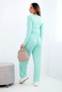 Women's viscose set with a blouse and wide trousers mint