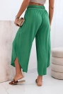 Women's viscose trousers with leg slit green