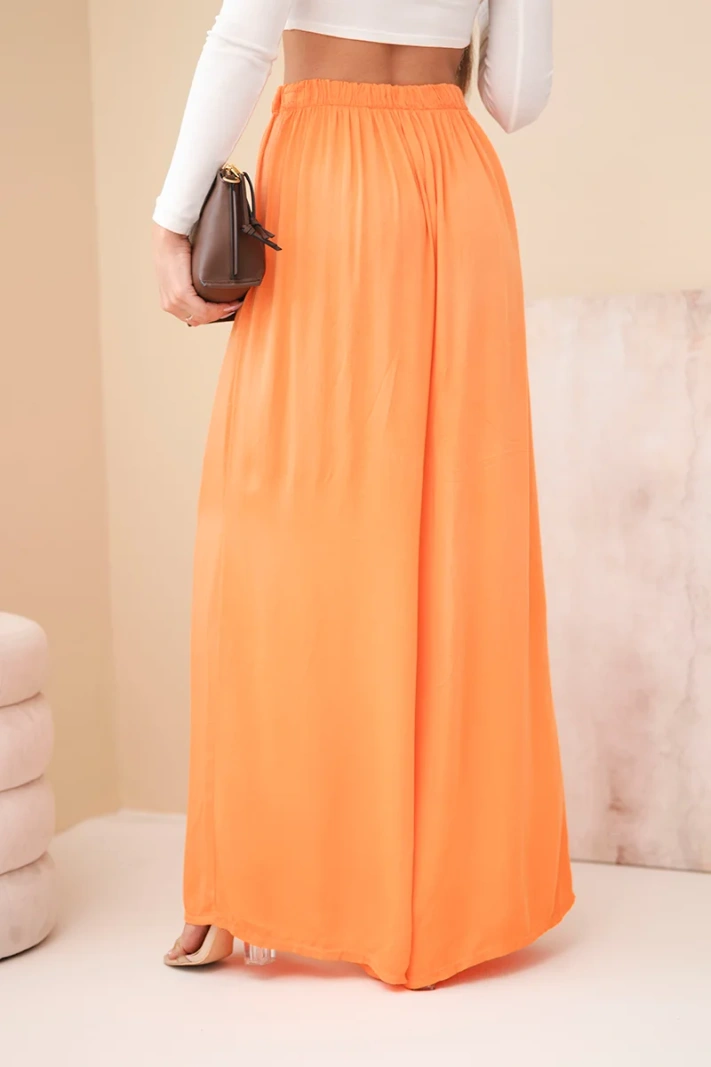 Damen Viskosehose weit mit Gummibund in der Taille orange