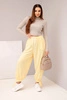 Women’s wide-leg trousers with ties at the bottom yellow