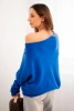 Damenpullover aus Viskose asymmetrisch Fledermaus blau