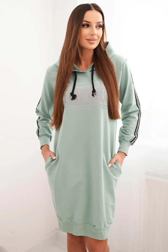 Dress with reflective print dark mint