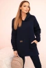 Women's cotton set with a hooded sweatshirt and high-waisted leggings navy blue