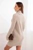 Women's dress made of viscose knit with a wide collar beige