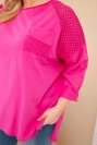 Bluza damska Plus Size bawełniana z nadrukiem fuksja