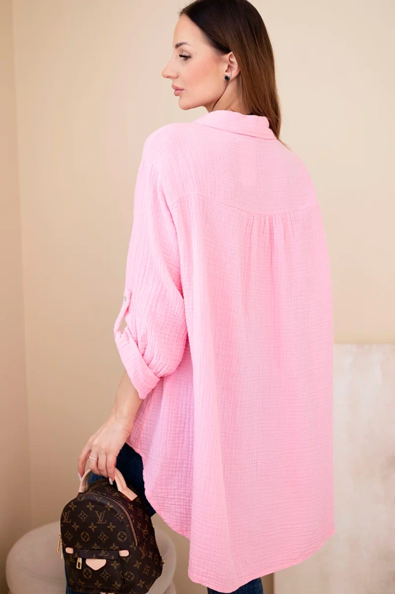 Cotton muslin shirt light pink