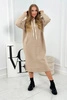 Long dress with a hood dark beige