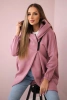 Sweatshirt mit kurzem Reißverschluss dunkelrosa