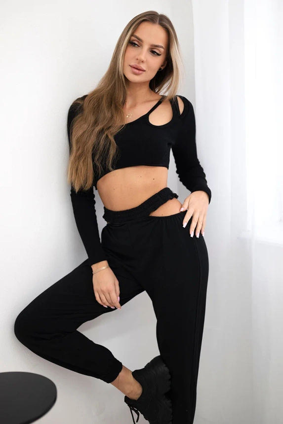 Set with a top blouse black