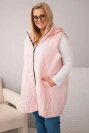 Damen Steppweste Plus Size mit Kapuze Bonbonrosa
