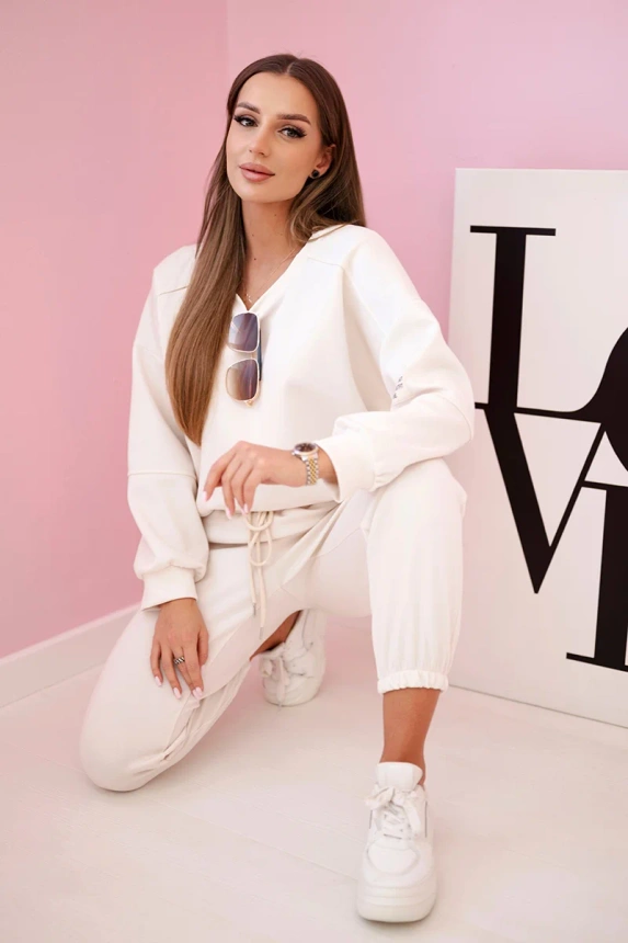 Komplet bluza + spodnie masełko jasny beżowy