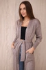 Langer Cardigan-Pullover in der Taille gebunden cappuccino