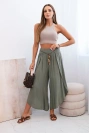 Damenhose aus Viskose mit Beinschlitz khaki