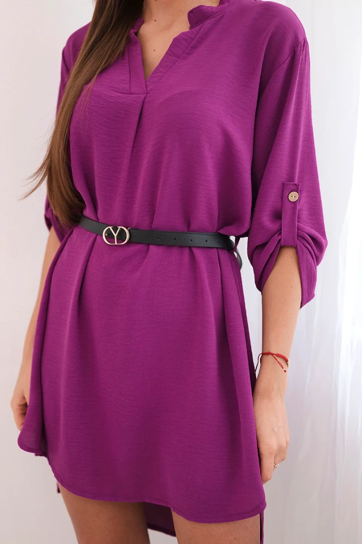Kleid mit längerem Rücken und Gürtel dunkelviolett