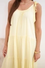 Women's viscose dress with tie shoulder straps yellow